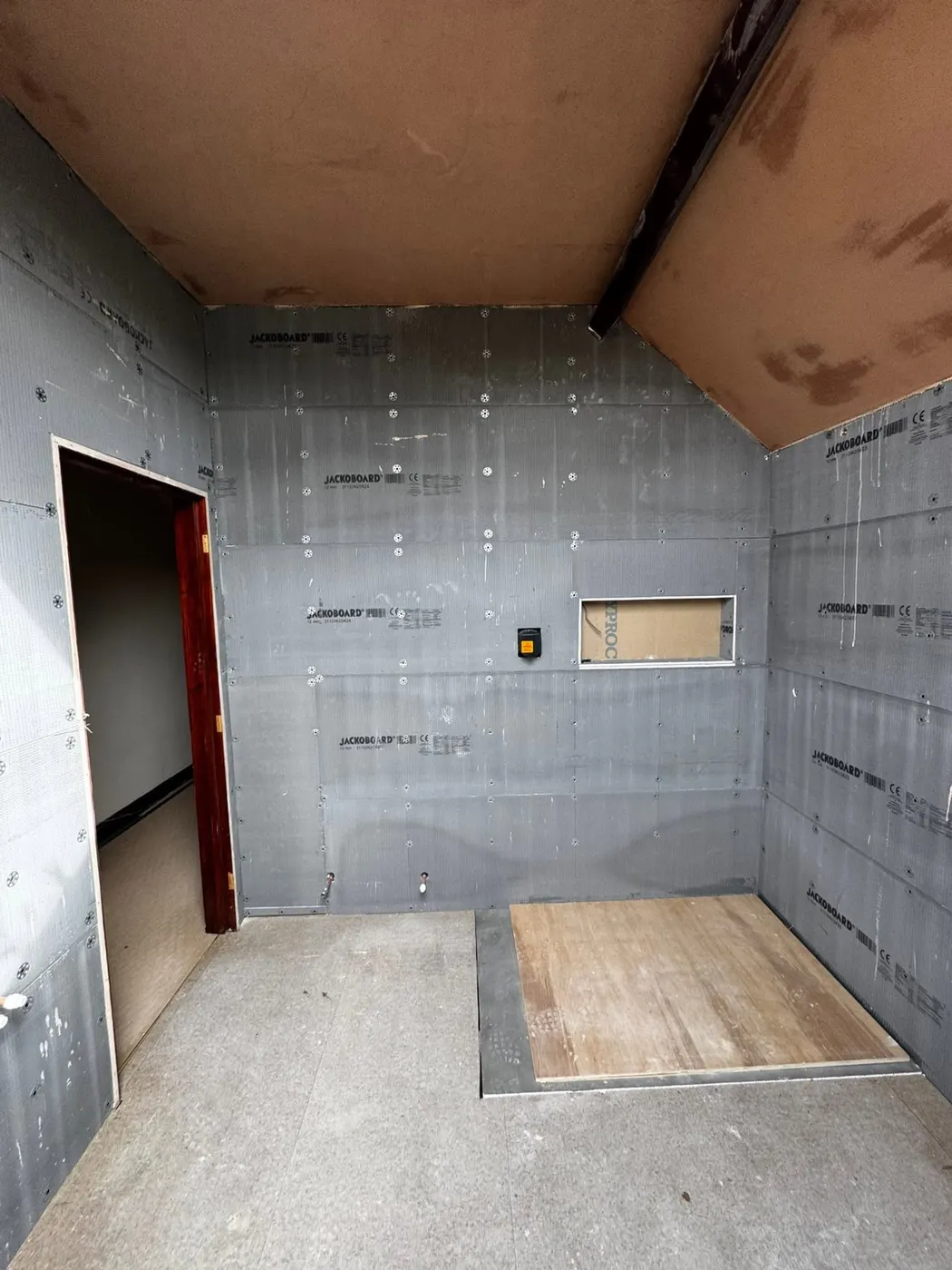 The same bathroom during wall preparation