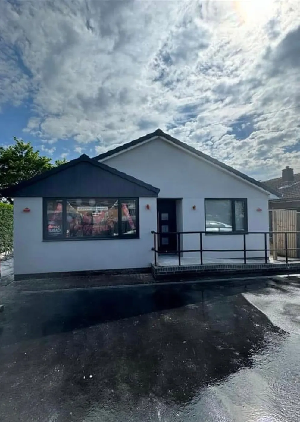 White external render finish on a bungalow